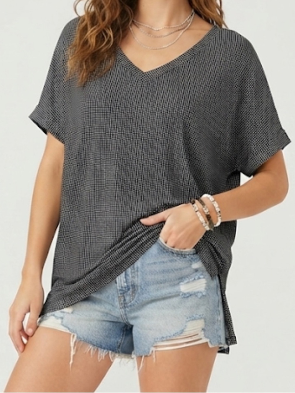 NWOT Avia Women’s Black V-Neck Short Sleeve Tunic Top Size Large